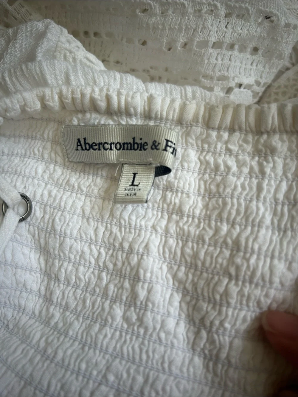 Abercrombie & Fitch White Crochet-Trim Maxi Dress